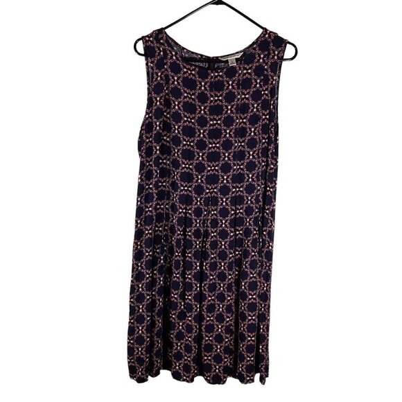 Croft and Barrow Woman Dress Size Large Geometric Pleated Shift Midi Multicolor - Picture 2 of 9